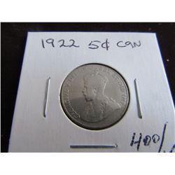 1922 CANADA KING GEORGE V NICKEL