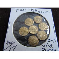 SEVEN USA MINI 24 KT GOLD PLATED COINS