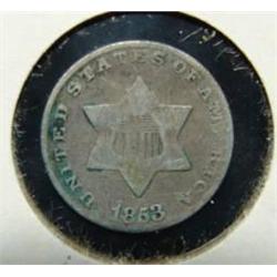 1853 THREE CENT SILVER