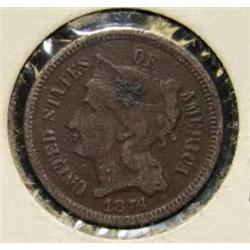 1874 THREE CENT NICKEL