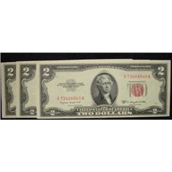 THREE 1953 $2 U.S. NOTES