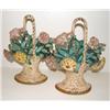 Image 1 : PAIR OF PAINTED CAST IRON FLOWER BASKET