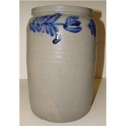 BLUE DECORATED STONEWARE CROCK