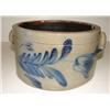 Image 1 : BLUE DECORATED STONEWARE CAKE CROCK
