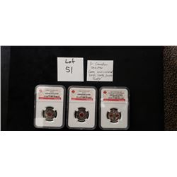 3- Canadian Quarter Gem uncirculated 2010,2008,2004 Poppy NGC