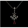 Image 1 : 0.94 ctw Ruby and Diamond Necklace - 18KT Rose Gold