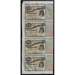 Uncut Sheet of (4) State of Louisiana Baby Bond Obsolete Notes