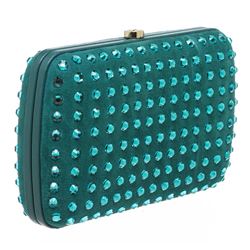 Gucci Green Suede Crystal Embellished Broadway Box Clutch