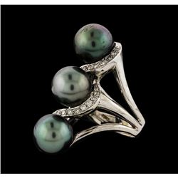 Pearl and Diamond Ring - 14KT White Gold