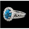 Image 1 : 2.81 ctw Blue Zircon and Diamond Ring - 14KT White Gold