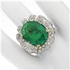 Image 4 : 18K White Gold 15.15 ctw Large Oval Brilliant GIA Emerald & Diamond Ring
