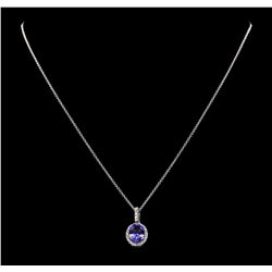 2.42 ctw Tanzanite and Diamond Pendant With Chain - 14KT White Gold