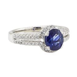 1.91 ctw Blue Sapphire and Diamond Ring - 18KT White Gold