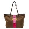 Image 2 : Prada Brown Nylon Leather Ricamo Tote Bag