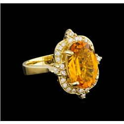 5.25 ctw Citrine and Diamond Ring - 14KT Yellow Gold