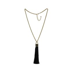 Silk Tassel Square Pendant Necklace - Gold Plated