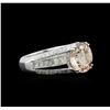 Image 1 : 3.54 ctw Morganite and Diamond Ring - 18KT White Gold