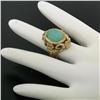 Image 8 : 14k Yellow Gold Etched Open Work Bezel Set Oval Cabochon Persian Turquoise Solit