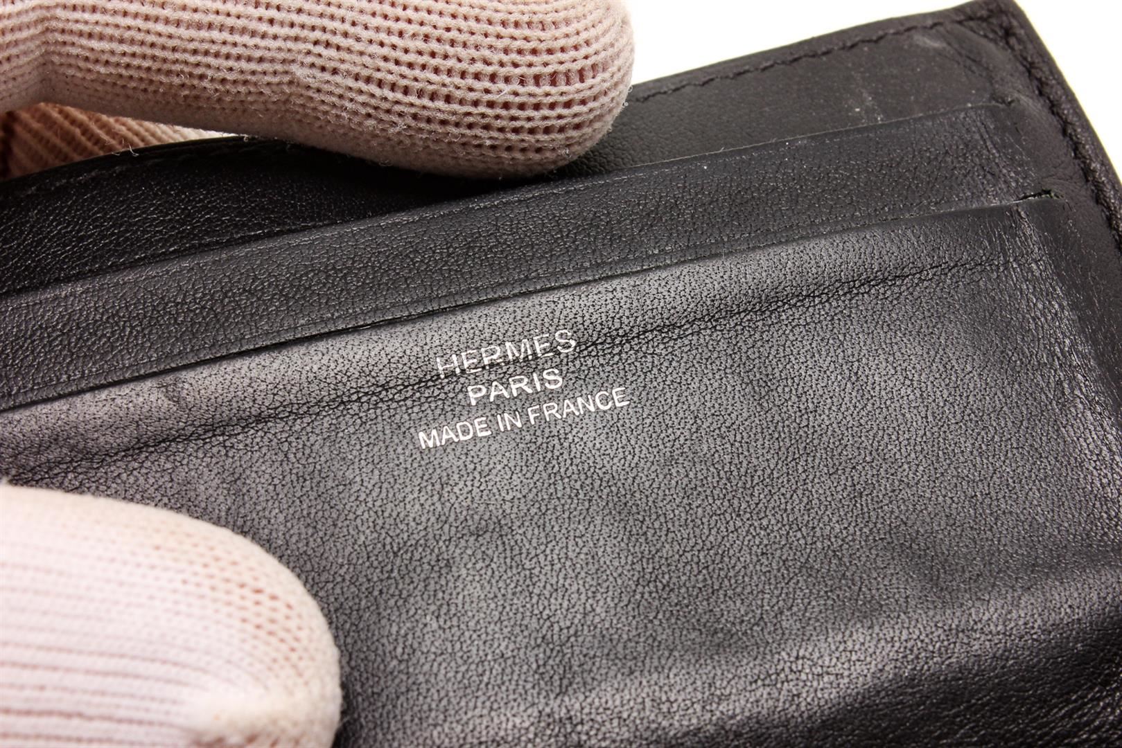 Hermes Black Leather Citizen Twill Card Holder