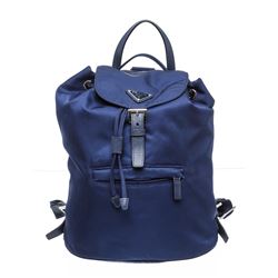 Prada Blue Nylon Drawstring Backpack