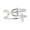 Image 1 : 0.20 ctw Diamond Double Cross Motif Toe Cuff Ring - 14KT White Gold