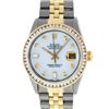 Image 1 : Rolex Mens 2 Tone 14K MOP Princess Cut Diamond Datejust Wristwatch With Rolex Bo