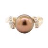 Image 2 : 0.30 ctw Diamond and Chocolate Pearl Ring - 14KT Rose Gold