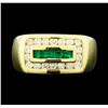 Image 2 : 0.32 ctw Emerald and Diamond Ring - 14KT Yellow Gold