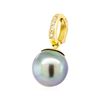 Image 2 : 0.10 ctw Diamond and Black Tahitian Pearl Pendant Enhancer - 18KT Yellow Gold