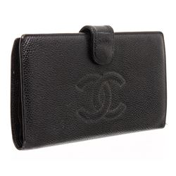 Chanel Black Caviar Leather Timeless French Purse Wallet