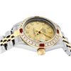 Image 3 : Rolex Ladies 2 Tone 18K Quickset Champagne Diamond & Ruby Datejust Wristwatch