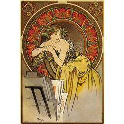 Alphonse Mucha - Girl With Easel