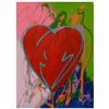 Image 1 : Steve Kaufman (1960-2010), "Heart" Hand Painted Limited Edition Silkscreen on Canvas, Numbered 44/40