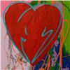 Image 2 : Steve Kaufman (1960-2010), "Heart" Hand Painted Limited Edition Silkscreen on Canvas, Numbered 44/40