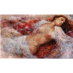 Gary Benfield "Red Chaise" Giclee on Canvas