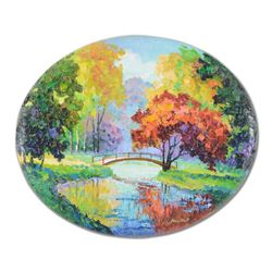 Alexander Antanenka, "A Park In the Woods" Original Oil Painting on Canvas, Hand Signed with Certifi