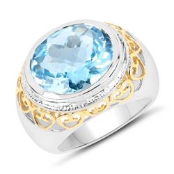 8.70 Carat Genuine Blue Topaz .925 Sterling Silver Ring (size 8)