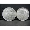 Image 1 : 1961 Franklin + 1964 Kennedy Half Dollars Both Uncirculated