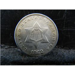 1852 Three Cent Silver Nice Mid Grade Coin