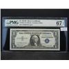 Image 1 : 1957 B $1.00 Silver Certificate PMG 67 Superb Gem Unc Exceptional Paper Quality