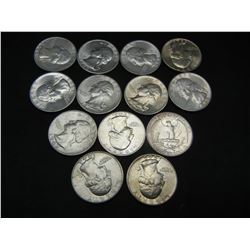 (13) AU/AU+ 1943 Silver Washington Quarters