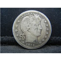 1914 S Barber Quarter Fine Key Date