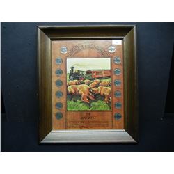 (14) Buffalo Nickels In Picture Frame  "The Way West"