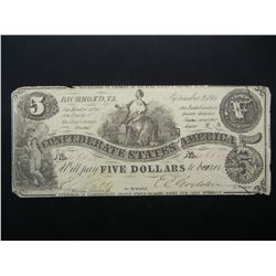 1861 Early series Richmond $5. funded by stocks