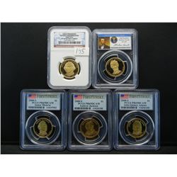 (5) Presidential Dollars Proof, Graded By NGC and PCGS