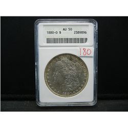 1880-O Morgan Dollar. ANACS graded AU50