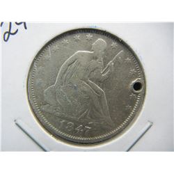 1847 O Seated Half Dollar, Holed