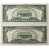 Image 2 : TWO 1934-C $5.00 FEDERAL RESERVE NOTES