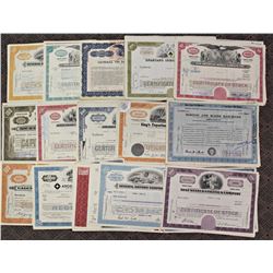 100 MIXED LARGE STOCK CERTIFICATES