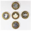 Image 2 : FIVE MISCELLANEOUS SILVER CASINO TOKENS